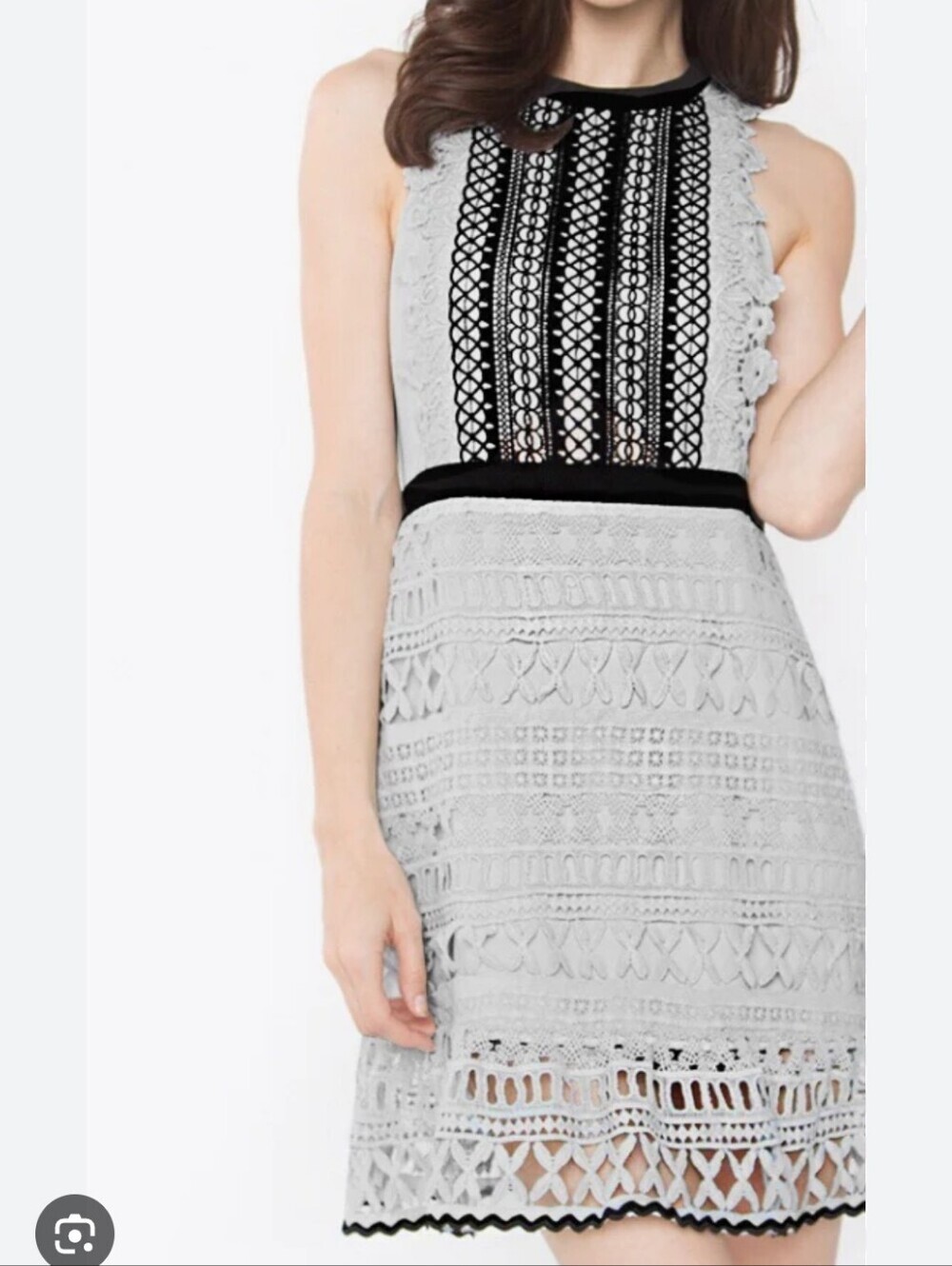 Sugarlips White and Black Lace Fit-and-Flare Dress
